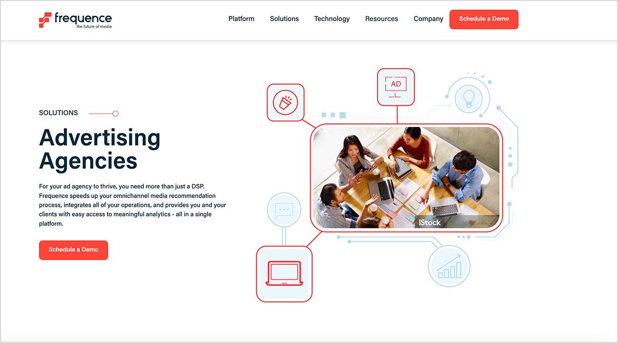 Advertising Agencies solutions page