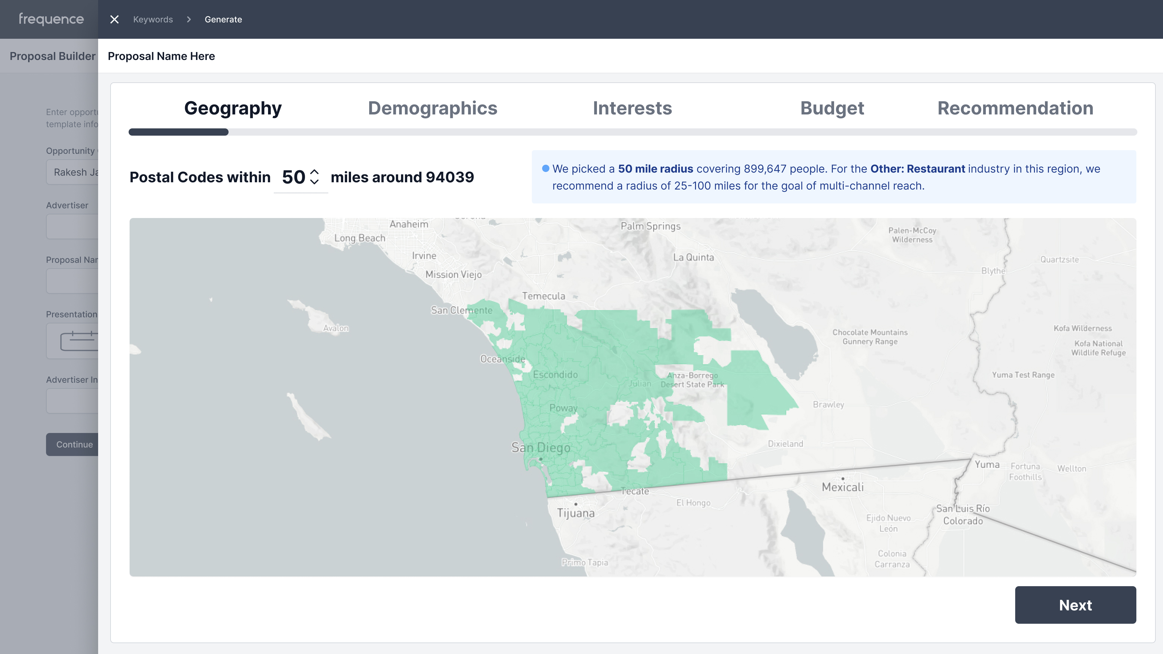 SmartProposal screen