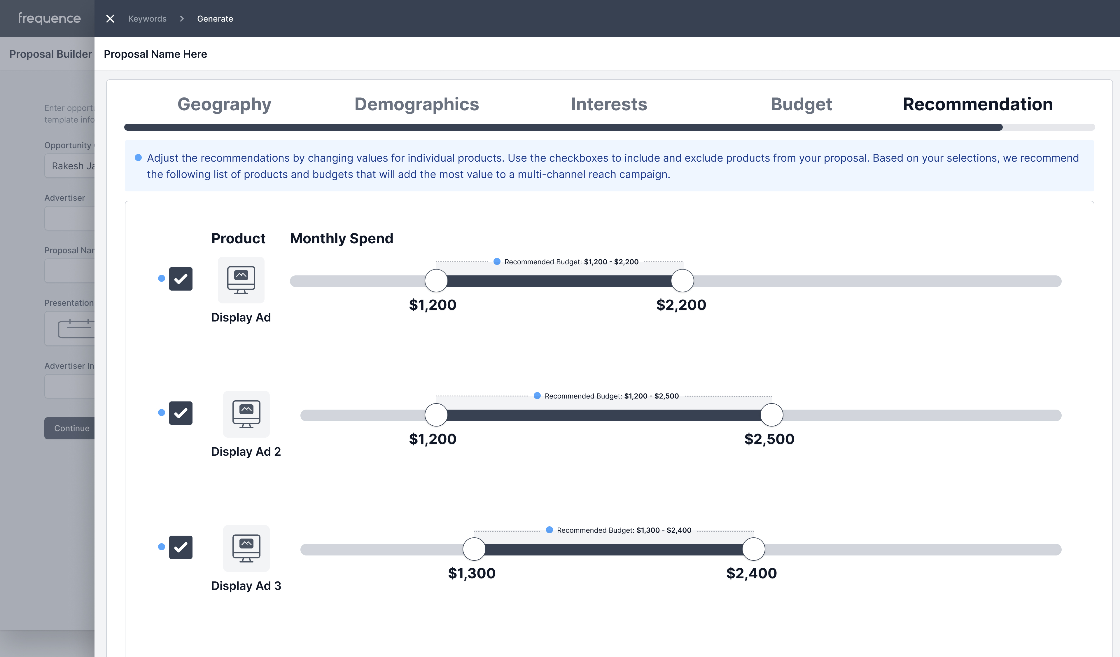 SmartProposal screen